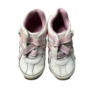 Stride Rite Carissa Girls Baby Walker Sneakers 7.5M White Pink‎ Leather